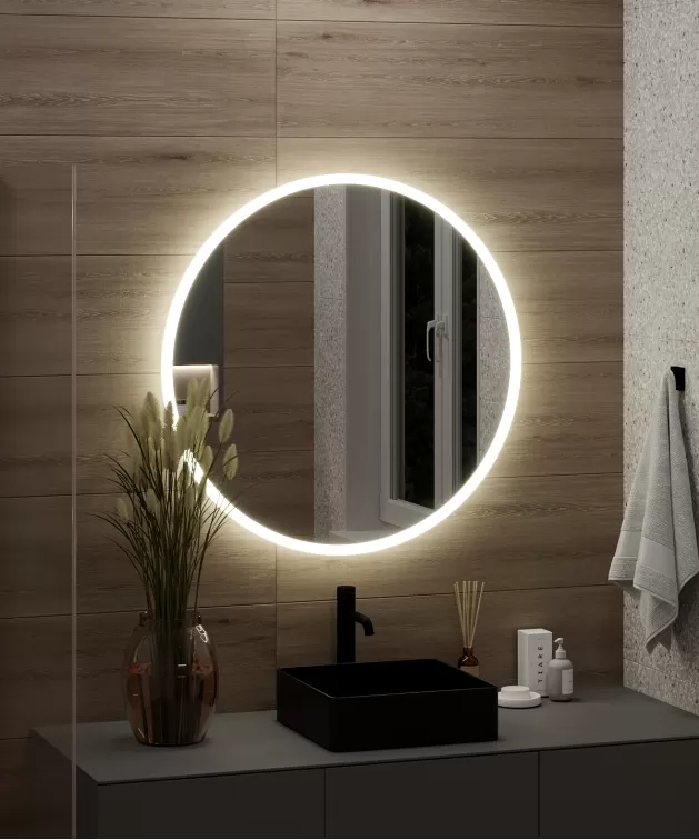 Apvalus veidrodis su priekiu LED apšvietimu Apvalus veidrodis su priekiu LED apšvietimu